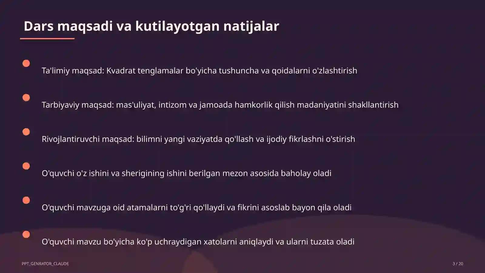 Kvadrat tenglamalar (8-sinf) 3