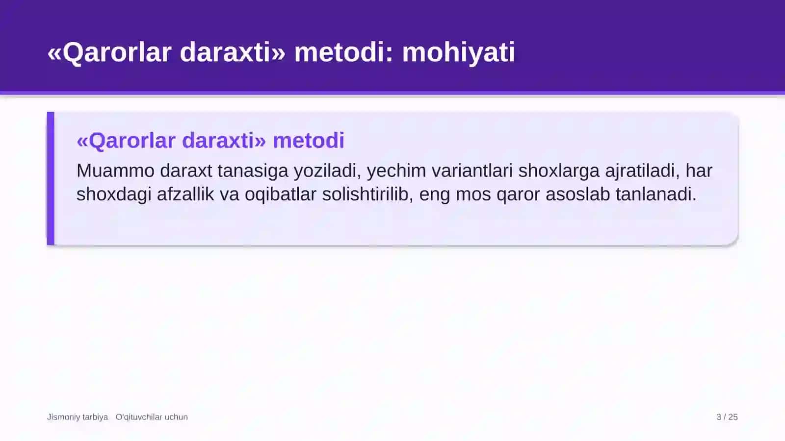 jismoniy tarbiya darslarida qarorlar daraxti metodidan foydalanish 9284 3