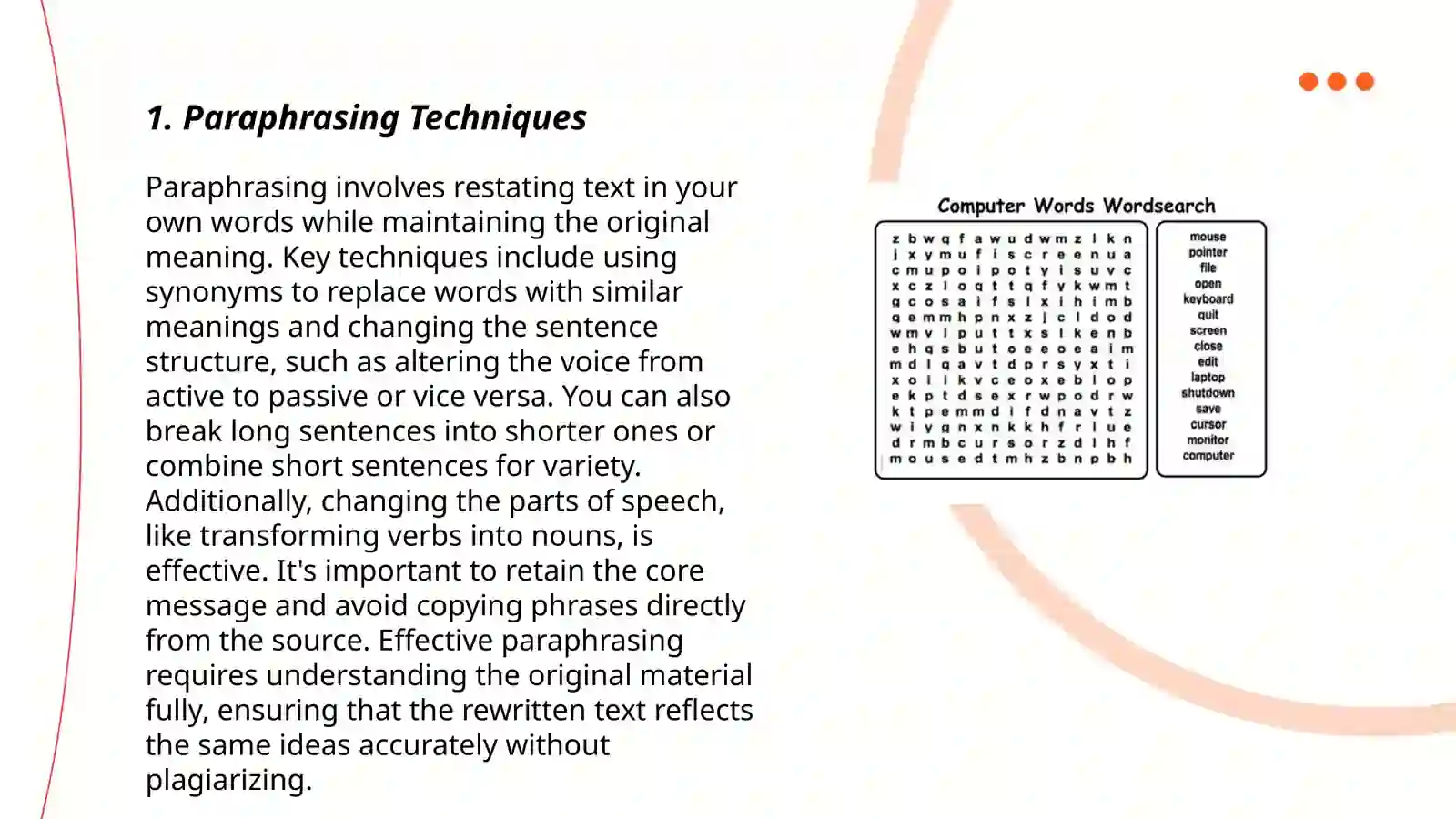 Paraphrasing Techniques 3