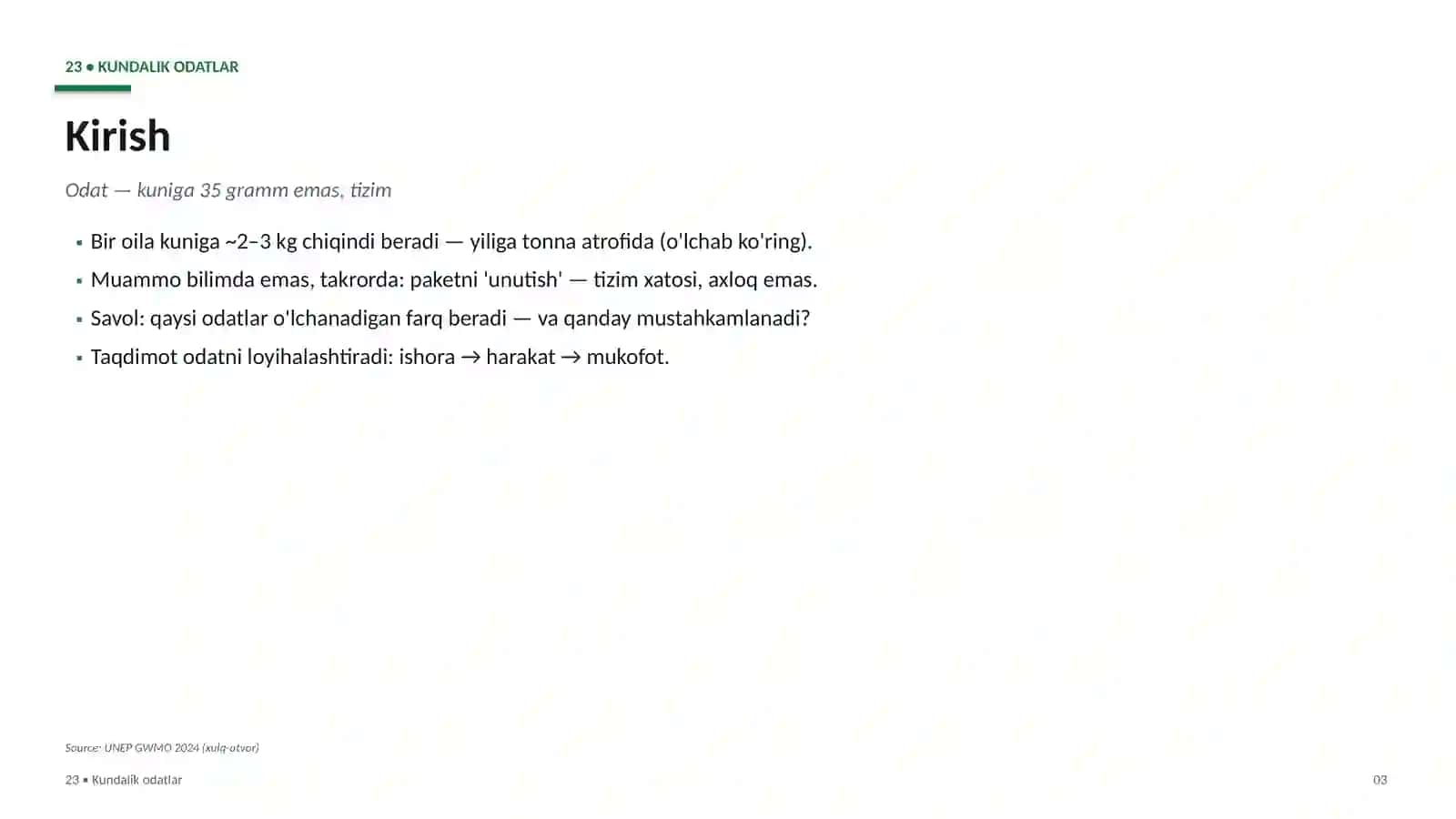 Kundalik odatlar 3