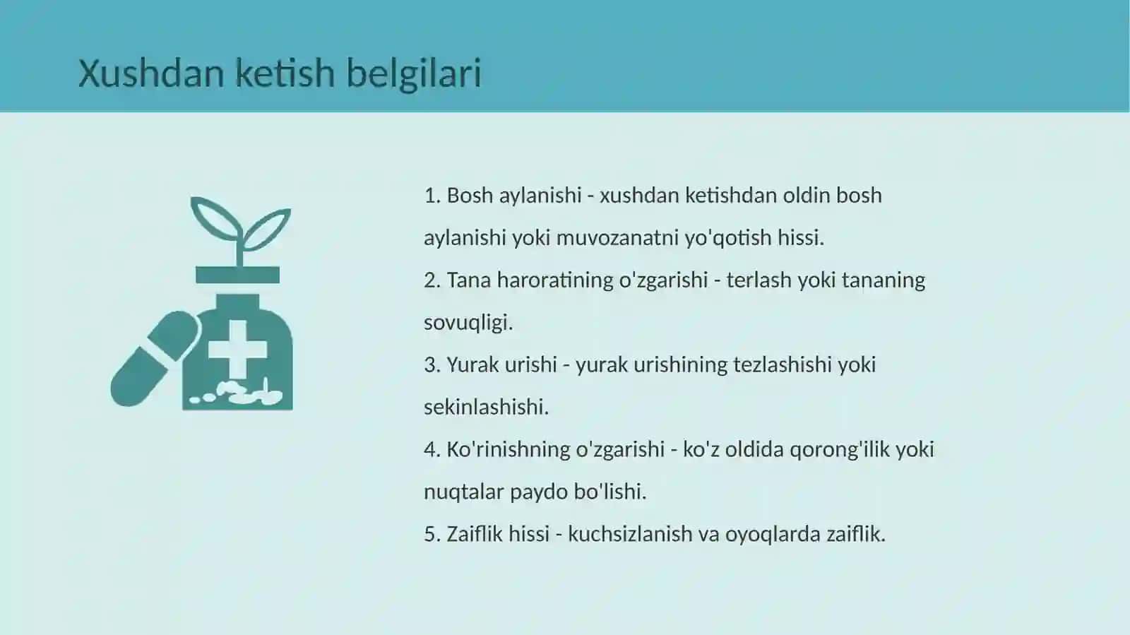 Xushdan ketish va uning belgilari 3