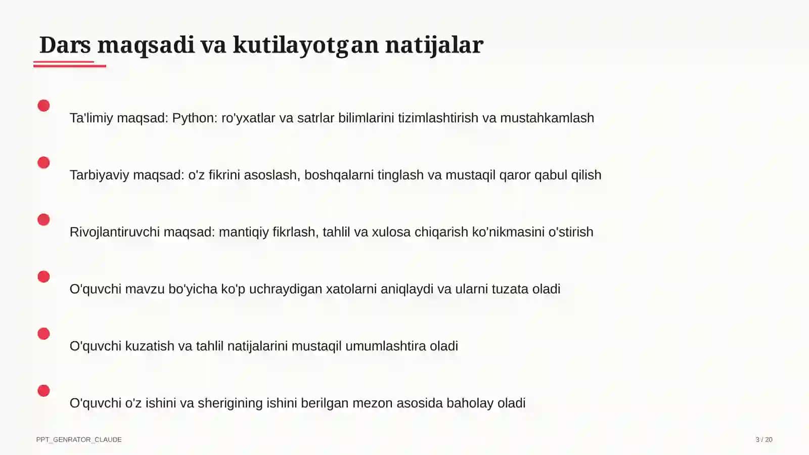 Python: ro'yxatlar va satrlar (9-sinf) 3