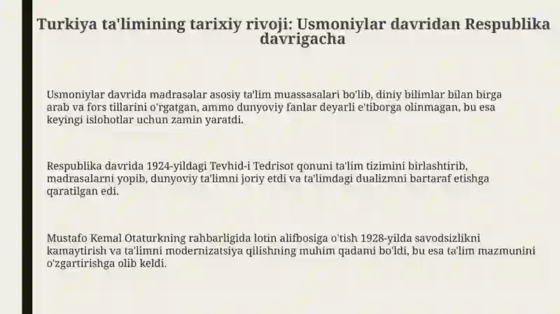 Turkiya ta'limi: tarixi va buguni 3