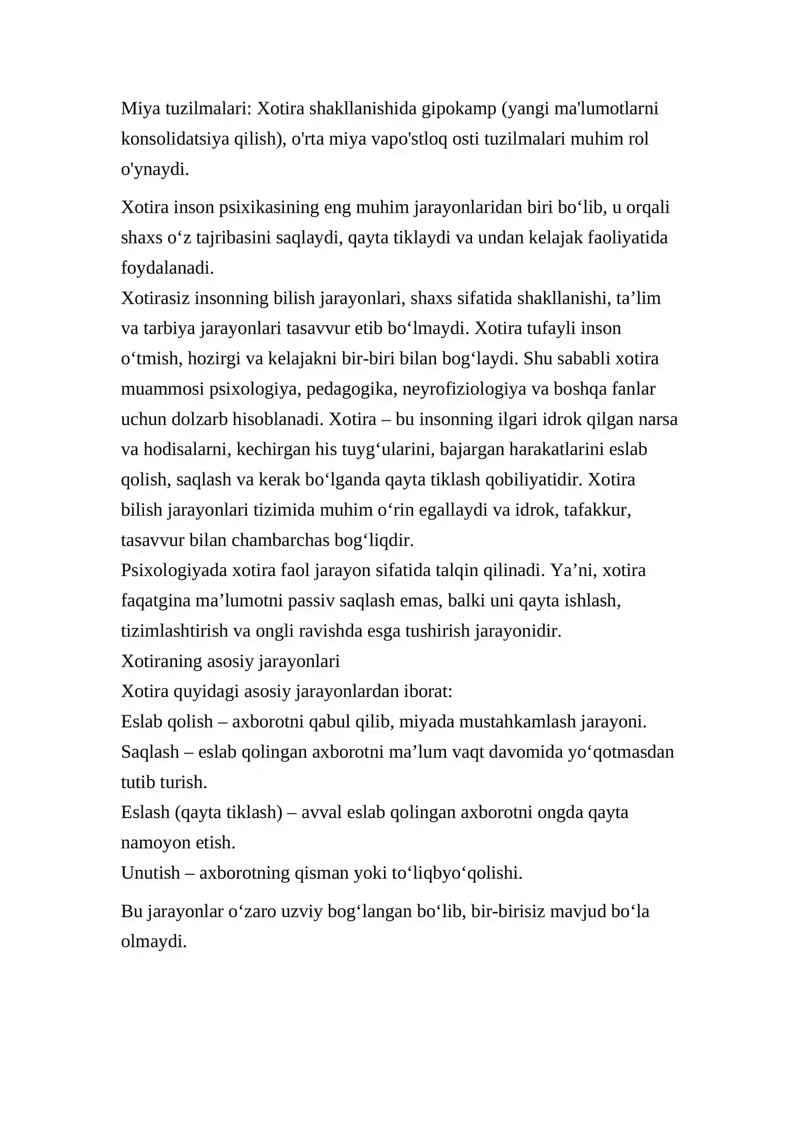 XOTIRA HAQIDA TUSHUNCHA NA UNING NERV-FIZIOLOGIK ASOSI 3