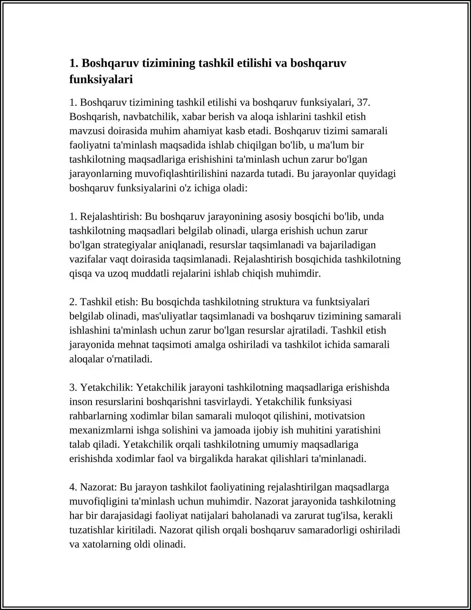 Boshqaruv tizimining tashkil etilishi va boshqaruv funksiyalari 3