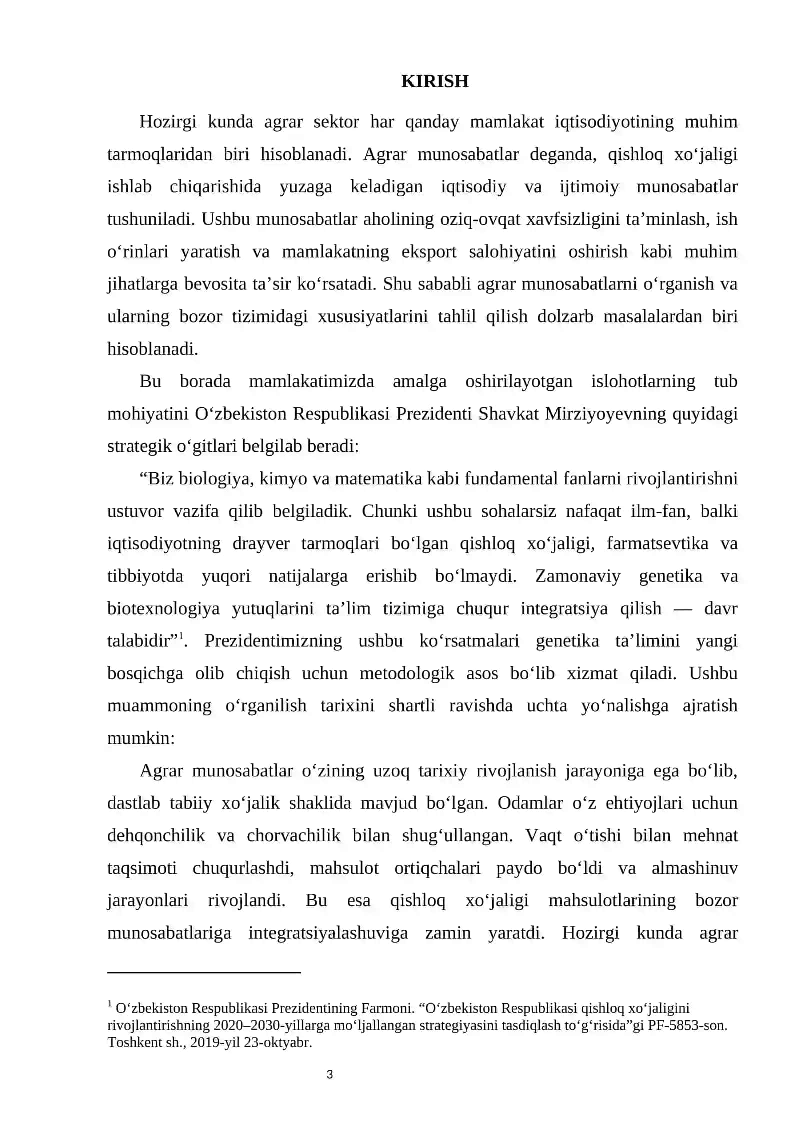 Agrar munosabatlar va ularning bozor tizimidagi xususiyatlari kurs ishi 3