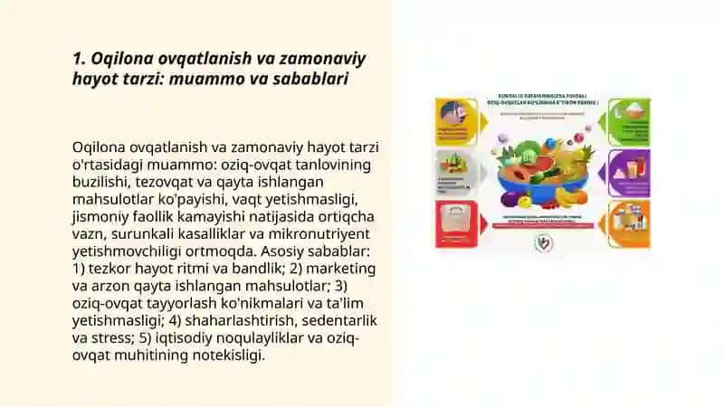 Oqilona ovqatlanish va zamonaviy hayot tarzi: muammo va sabablari 3