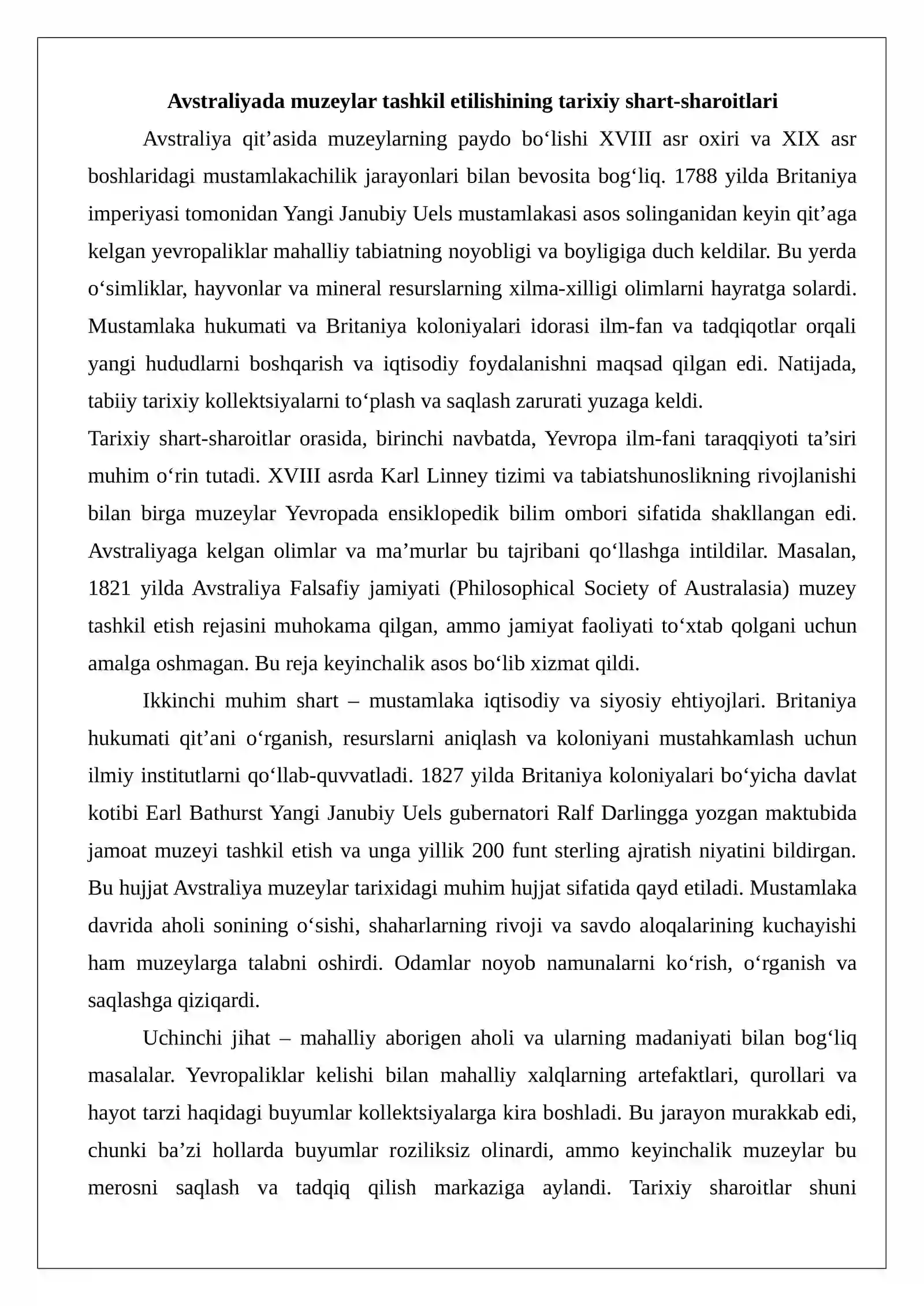 Yangi davrda Avstraliya muzeylari 3