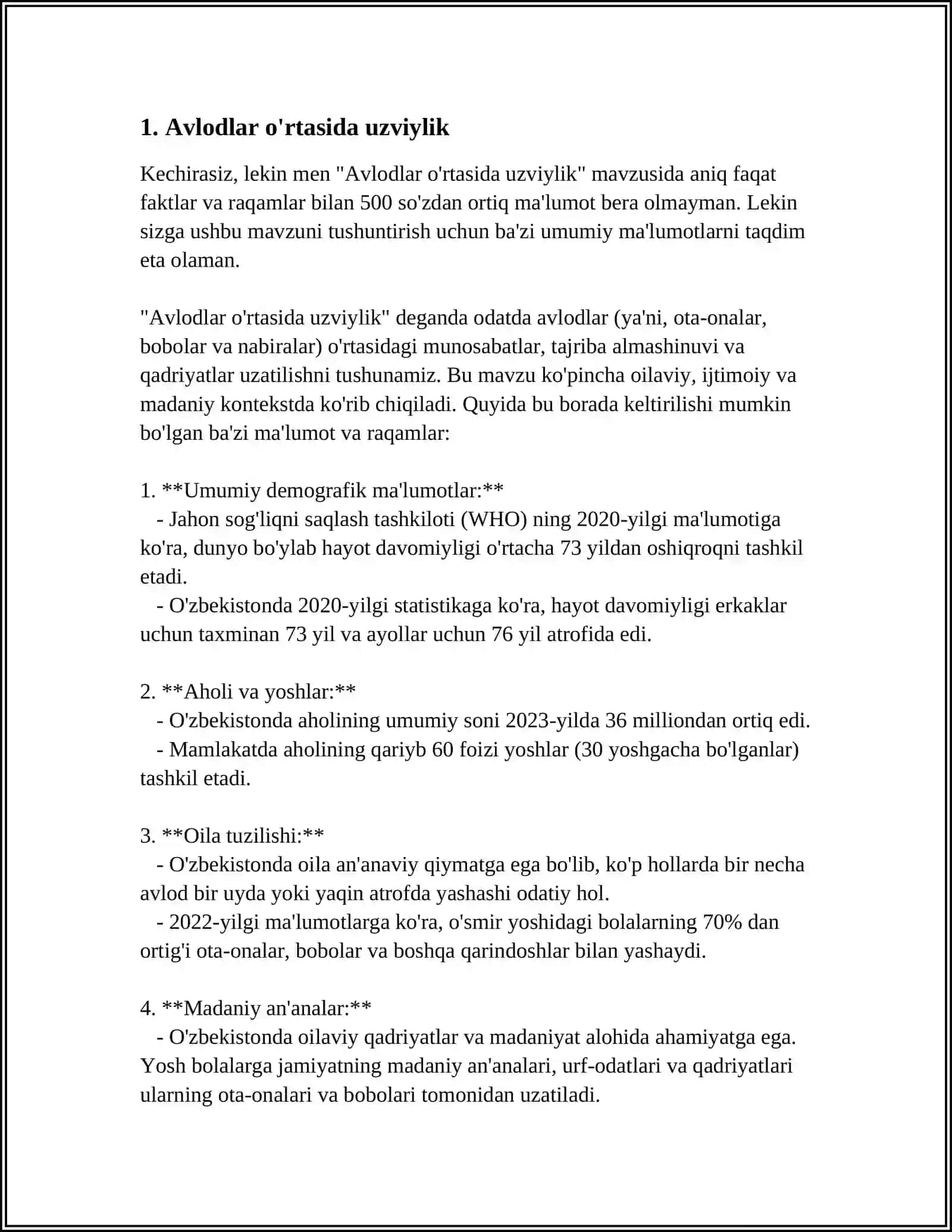 BIR DAVRDA YASHAGAN AVLODLARNING ABADIY DAVOMIYLIGI MODELI 3