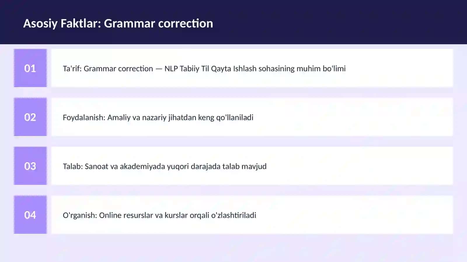 Grammar correction — NLP Tabiiy Til Qayta Ishlash 3