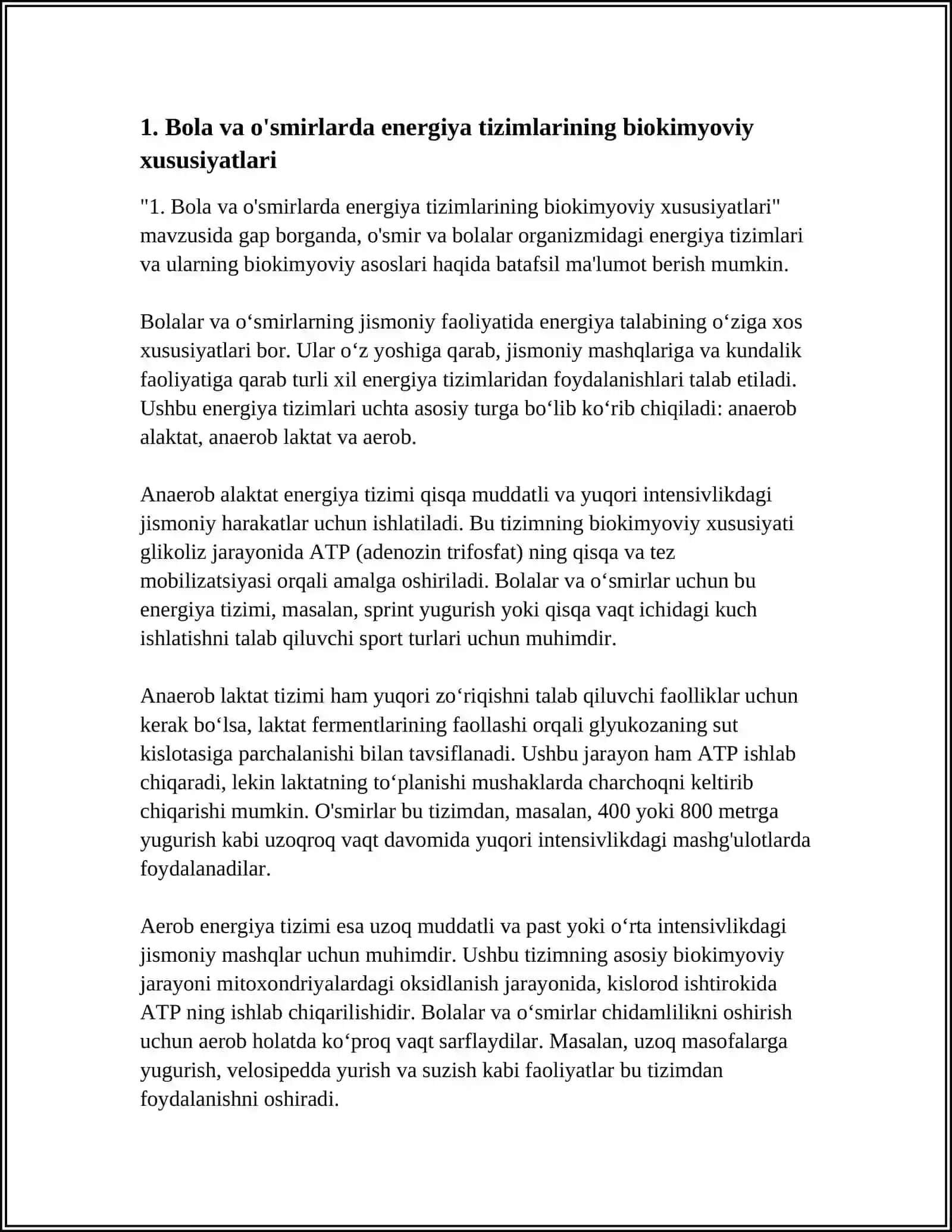 HAR XIL YOSHDAGI INSONLAR BILAN JISMONIY MASHGʻULOT USULLARINING BIOKIMYOYIY ASOSLARI 3
