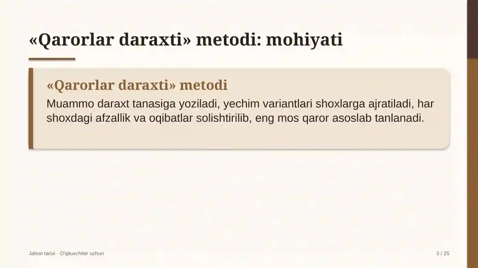 jahon tarixi darslarida qarorlar daraxti metodidan foydalanish 2799 3
