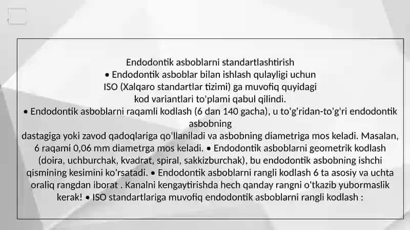 ENDODONTIYA.ildiz kanallariga mexanik ishlov berish va endodontik asboblarni standartlashtirish haqi 3