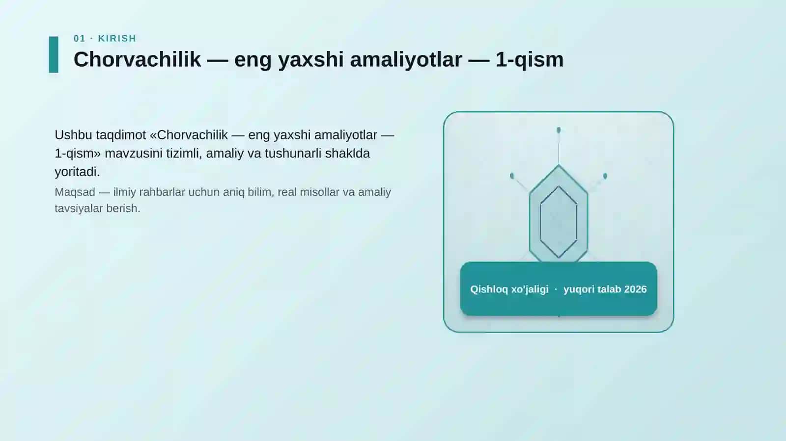 Chorvachilik — eng yaxshi amaliyotlar — 1-qism 3
