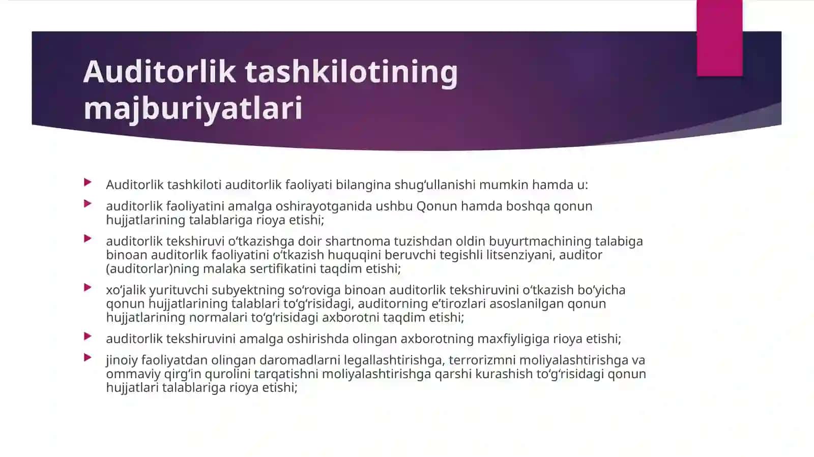 Auditorlik tashkilotining majburiyatlari 3