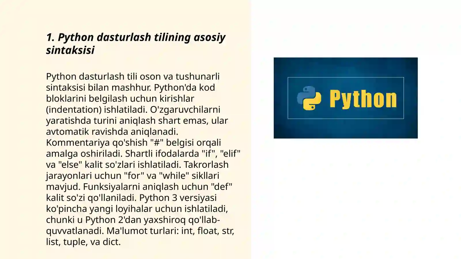 Pythonda for va while dan foydalanish 3