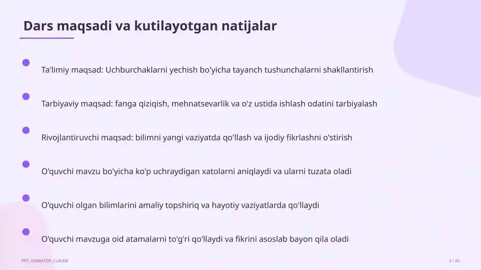 Uchburchaklarni yechish (9-sinf) 3