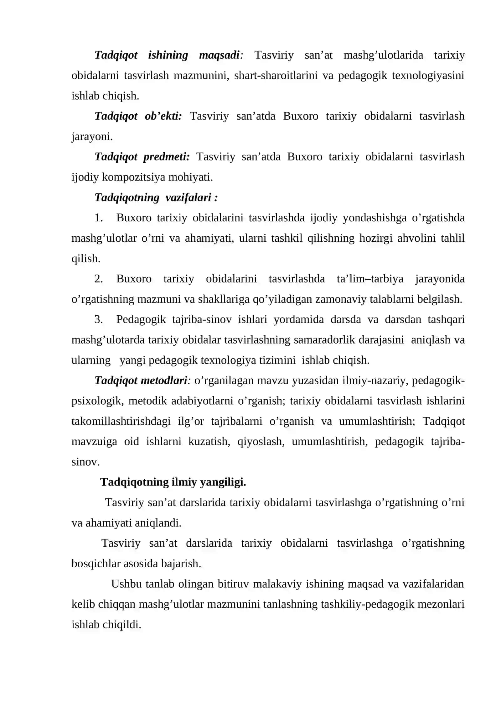 Buxoro tarixiy obidalarini tasvirlash mavzusida ijodiy kompozitsiya bajarish. 3