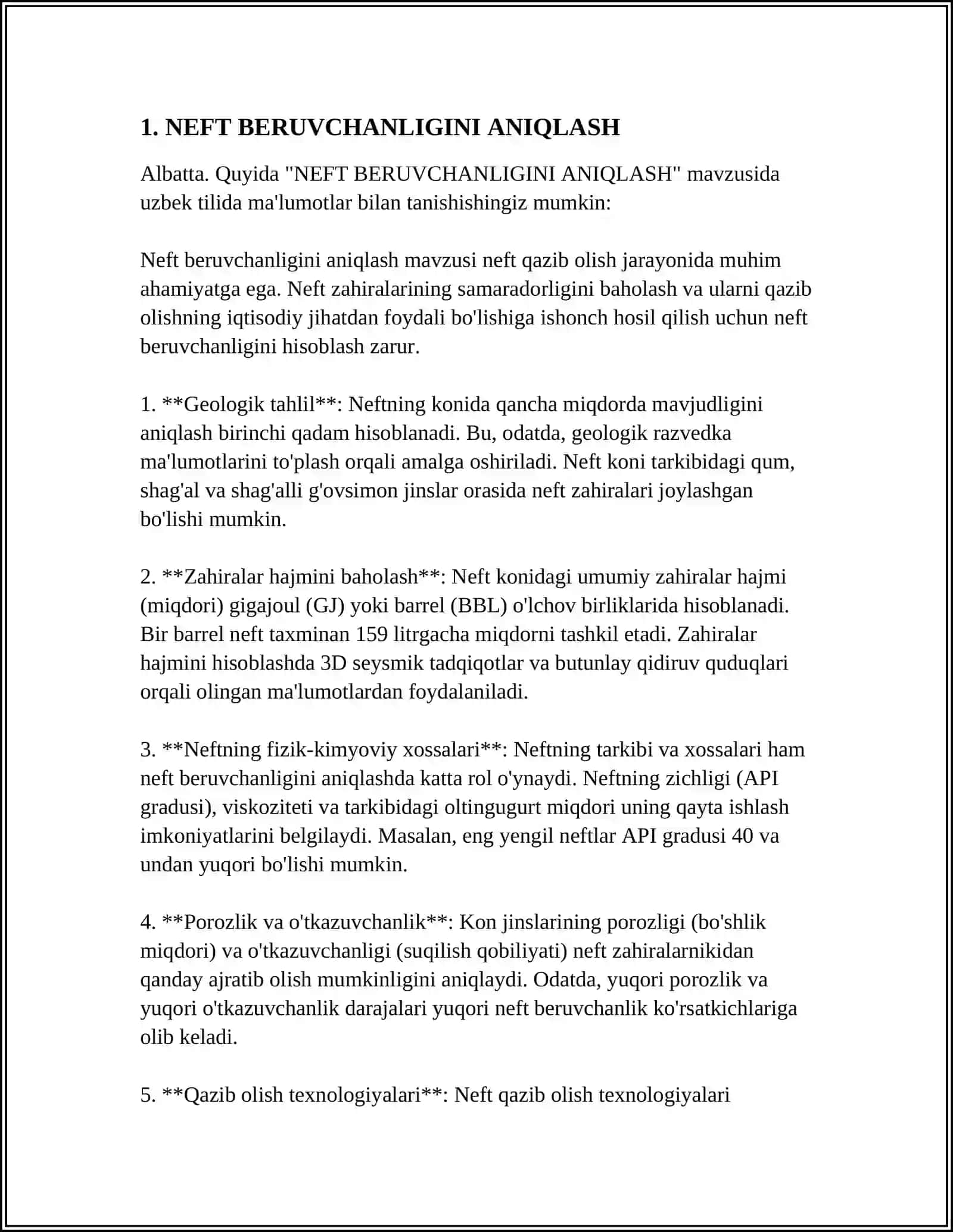 NEFT, GAZ VA KONDENSAT BERUVCHANLIK KOEFFITSENTINI GEOLOGIK ASOSLASH 3