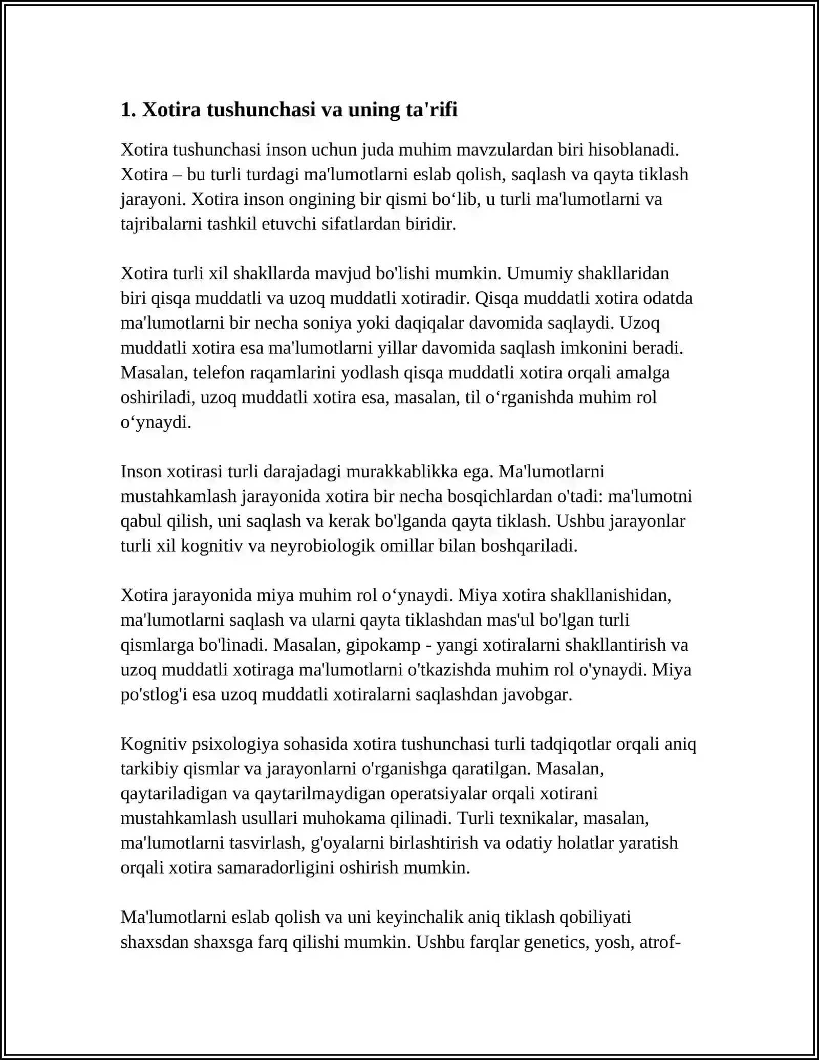 XOTIRA HAQIDA TUSHUNCHA VA UNING NERV-FIZIOLOGIK ASOSI 3