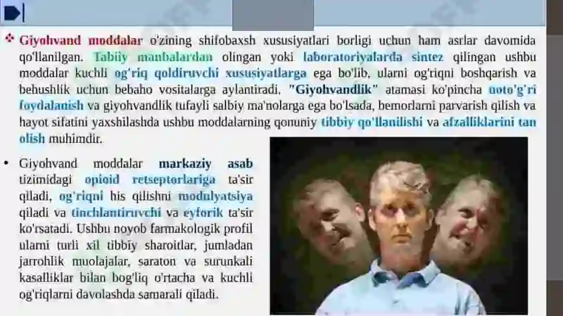 Tabiiy va sintetik narkotik vositalar. Foydasi va zarari 3