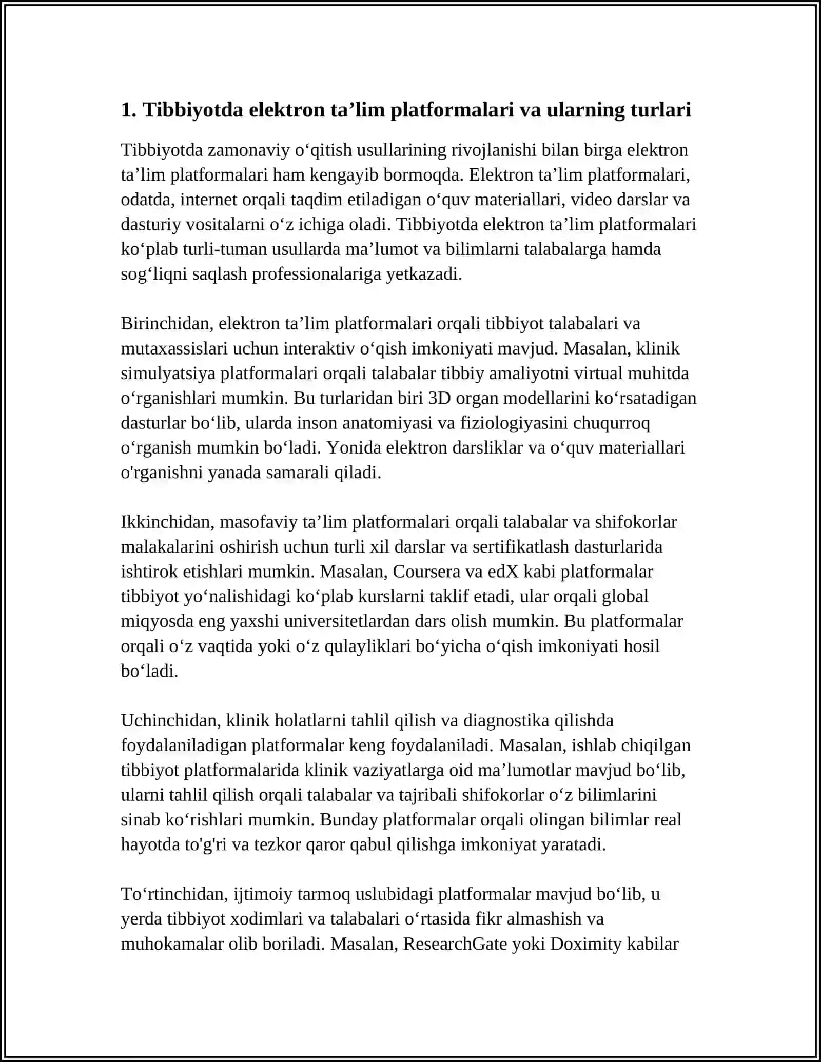 TIBBIYOTDA ELEKTRON VA MASOFAVIY OʻQISH 3