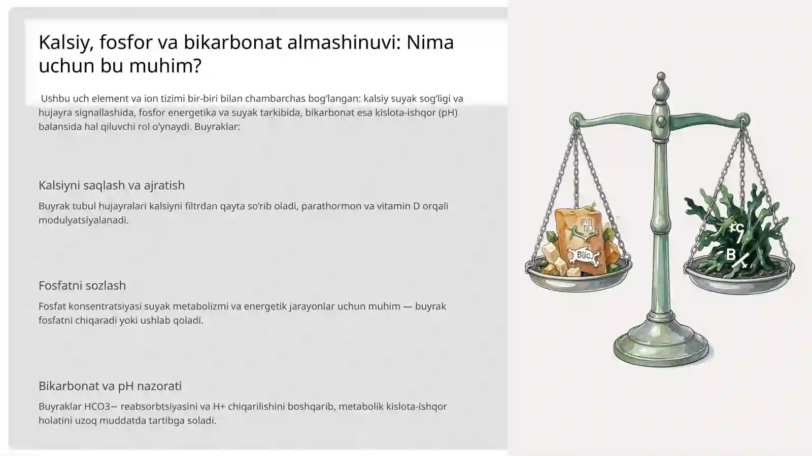 Buyraklarning Kalsiy, Fosfor va Bikarbonat Almashinuvidagi Ahamiyati 3
