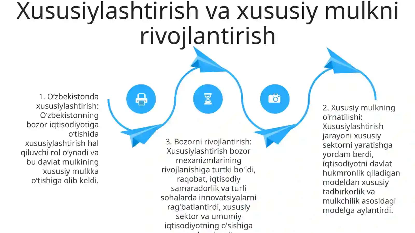 Iqtisodiy Islohotlar Xususiy Mulkchilikning Shakllanishi.O'Zbekistonda Bozor Munosabatlarining Rivojlanishi 3
