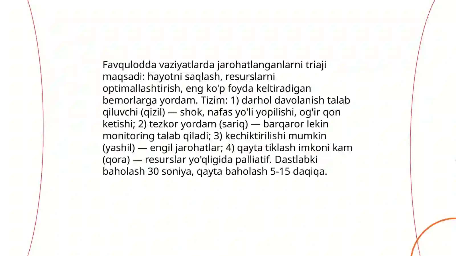 FAVQULODDA VAZIYATLARDA VUJUDGA KELUVCHI JAROHATLANISH O'CHOQLARINING TIBBIY TAKTIK TAVSIFI 3