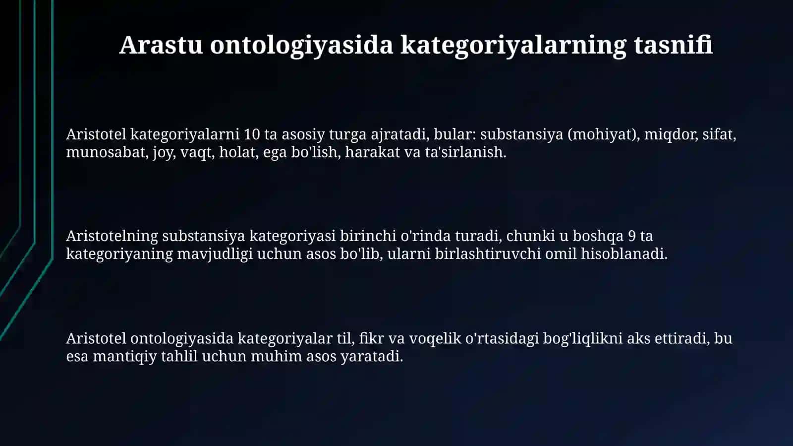 Aristotel Forobiy va Kant ontologiyasidakategoriyalarningtasnifi 3
