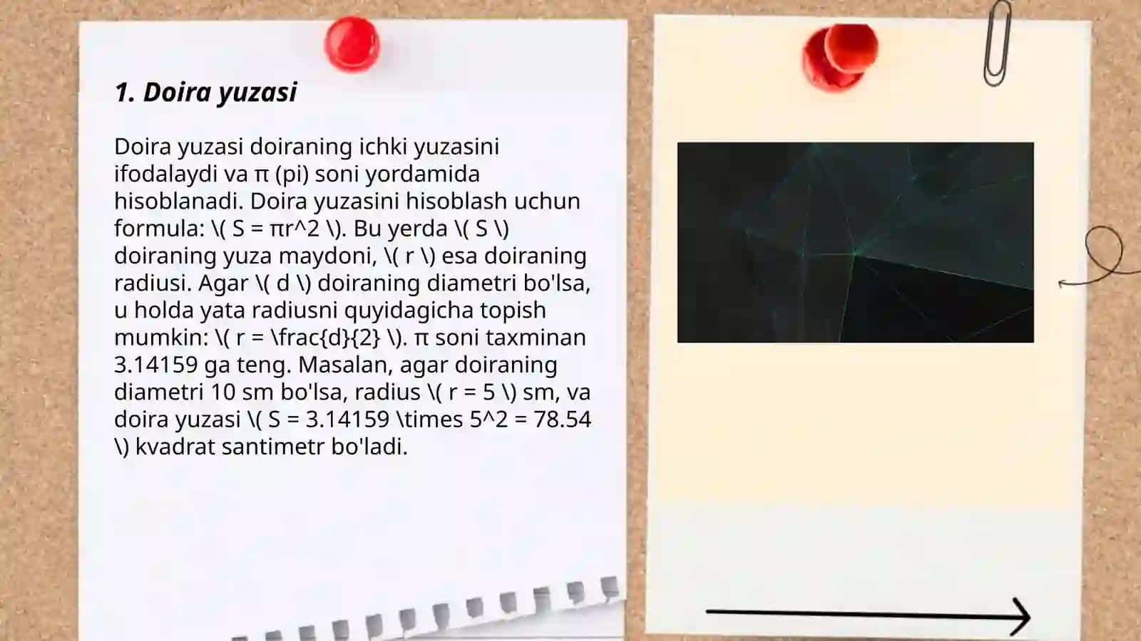 Geometrik shakllarning yuzasi va hajmi 3