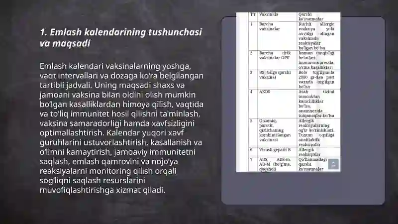 Emlash kalendar rejasini tuzish asoslari 3