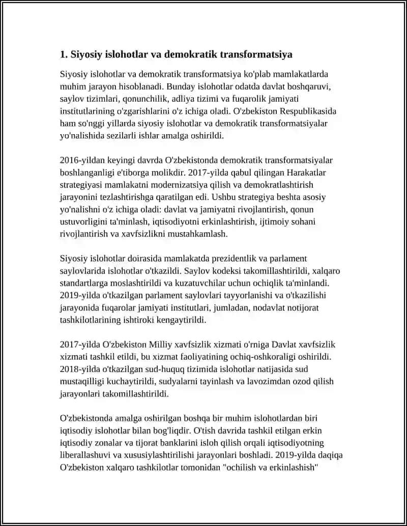 YANGI OʻZBEKISTONDA AMALGA OSHIRILAYOTGAN OʻZGARISHLAR MAZMUN VA MOHIYATI 3