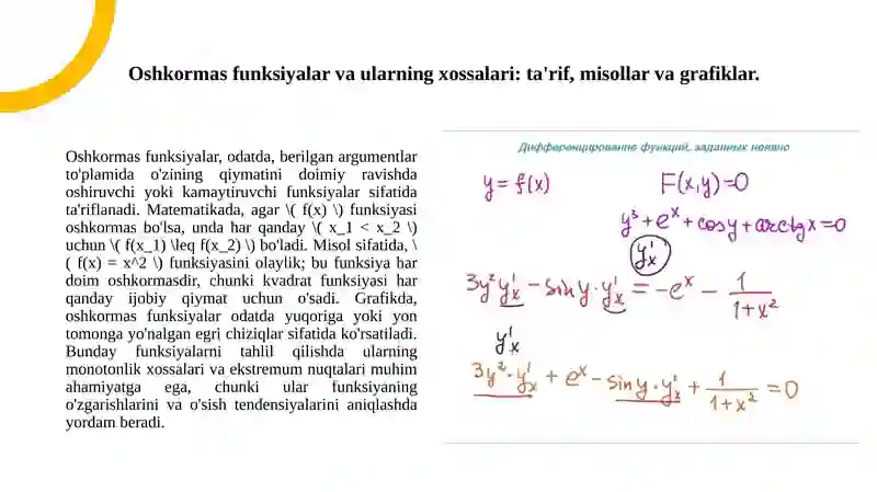 Oshkormas. va parametriks funksiyalarni differensiallash. 3