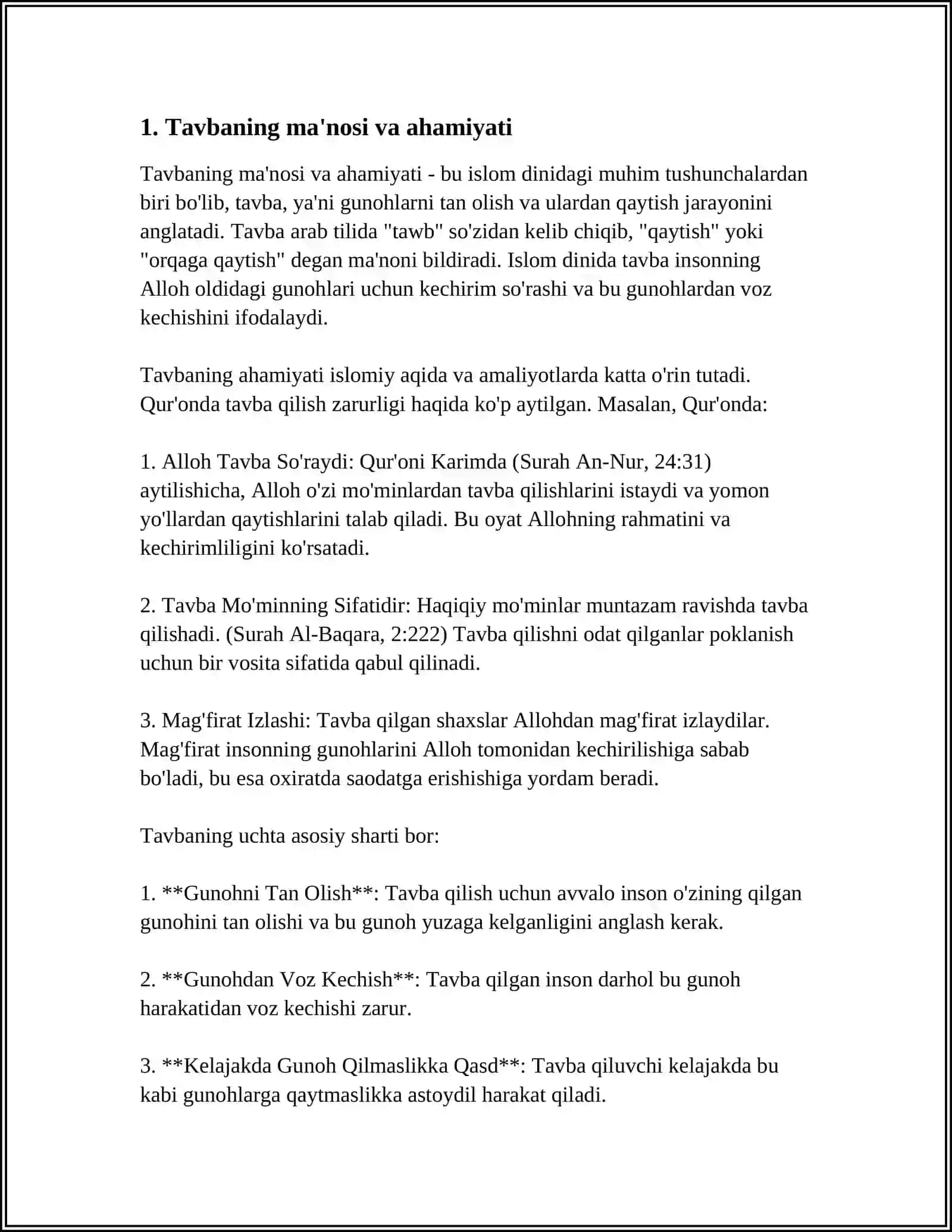 MUSTAQIL ISH Mavzu: GʻAZZOLIYNING TAVBA ASARI ASOSIDA "DIN VA AXLOQ" 3