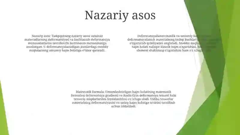 Deformatsiyalanuvchi Jism Nuqtalaridagi Umumlashgan Hajmiy Holati 3