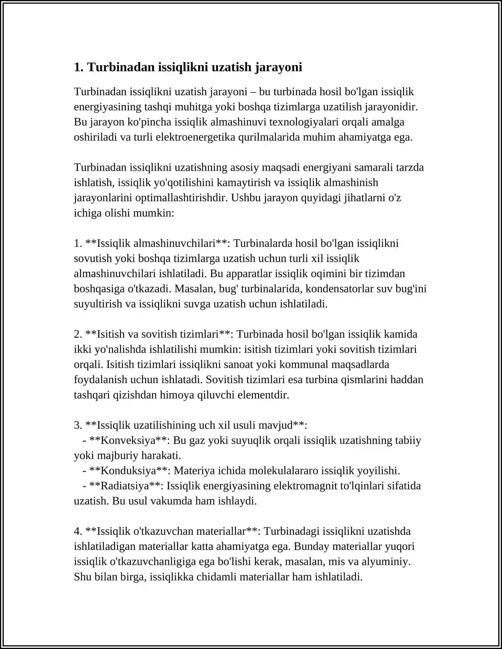 Turbinadan issiqlikni uzatish jarayoni 3