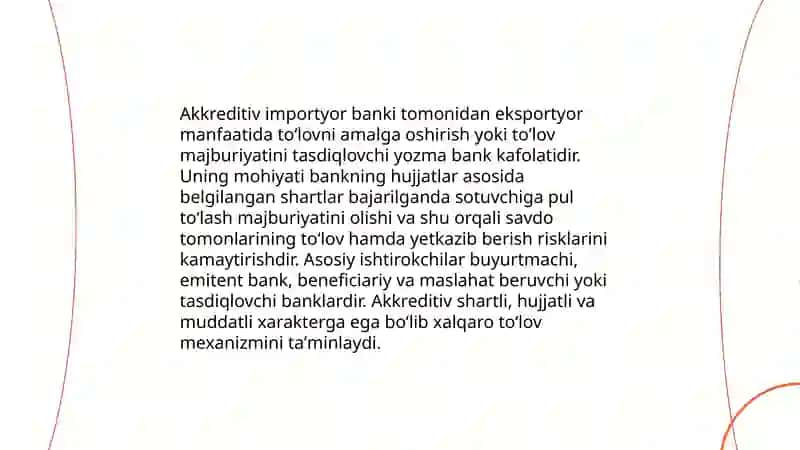 Akkredetiv xalqaro to’lov shakli 3