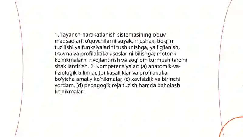 Tayanch-harakatlanish sistemasi o’rganish metodikasi 3
