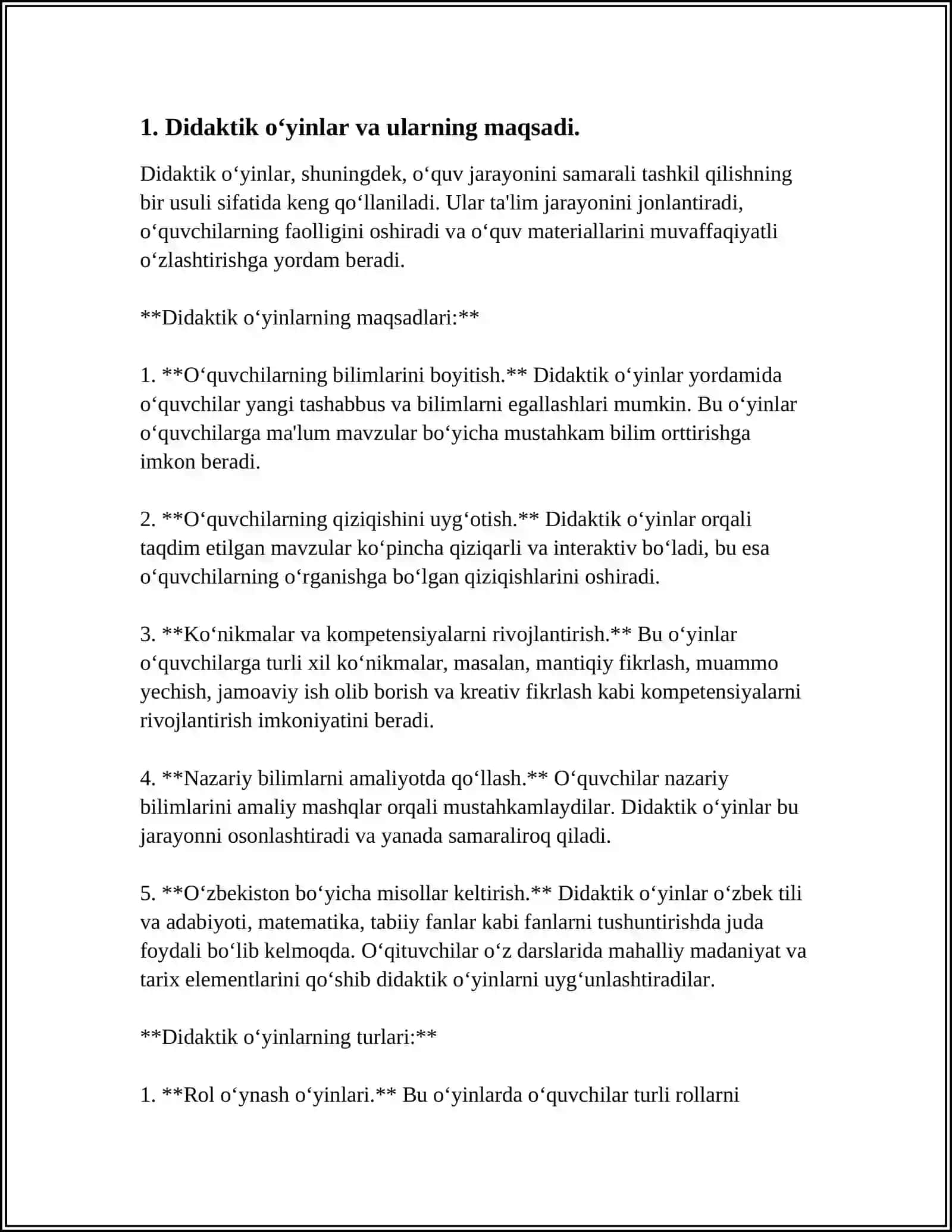 MATEMATIKADAN SINFDAN TASHQARI MASHGʻULOTLARDA DIDAKTIK OʻYINLARNING AHAMIYATI MAZMUNI UNDAN FOYDALANISH 2-SINF 2024-2025-o'quv yili 3