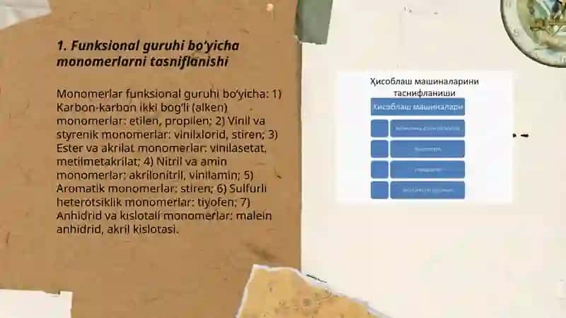 Monomerlarni tasniflanishi 3