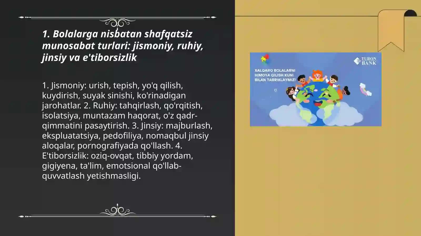 Bolalarni shafqatsiz munosabatdan himoya qilish 3