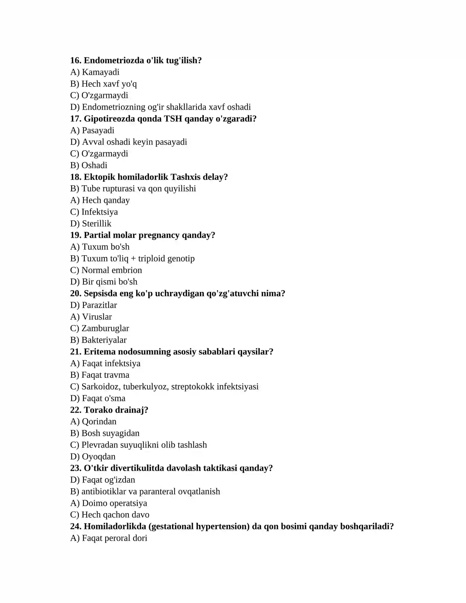 Tibbiyotdan test savollari 3