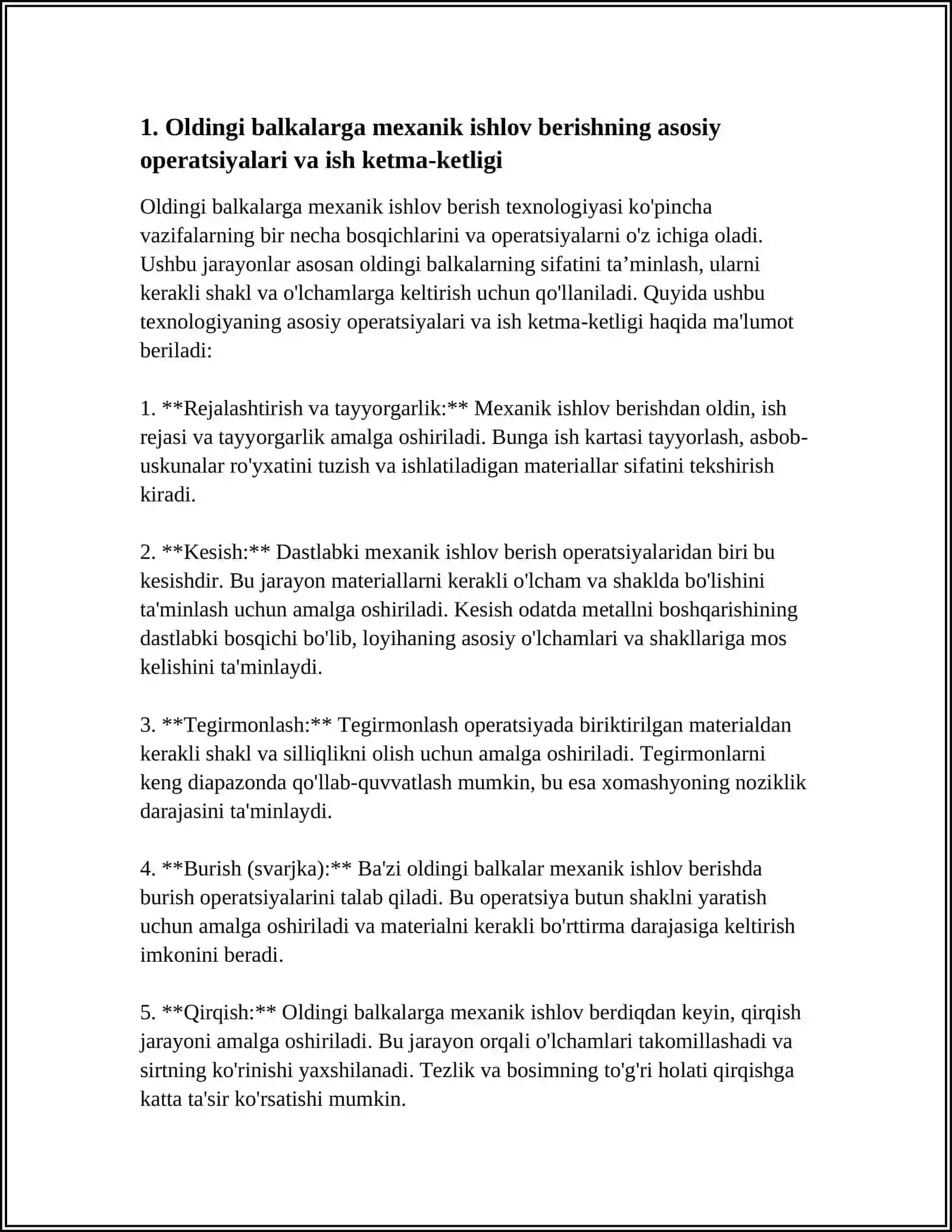 OLDINGI BALKALARGA MEXANIK ISHLOV BERISH TEXNOLOGIYASI 3