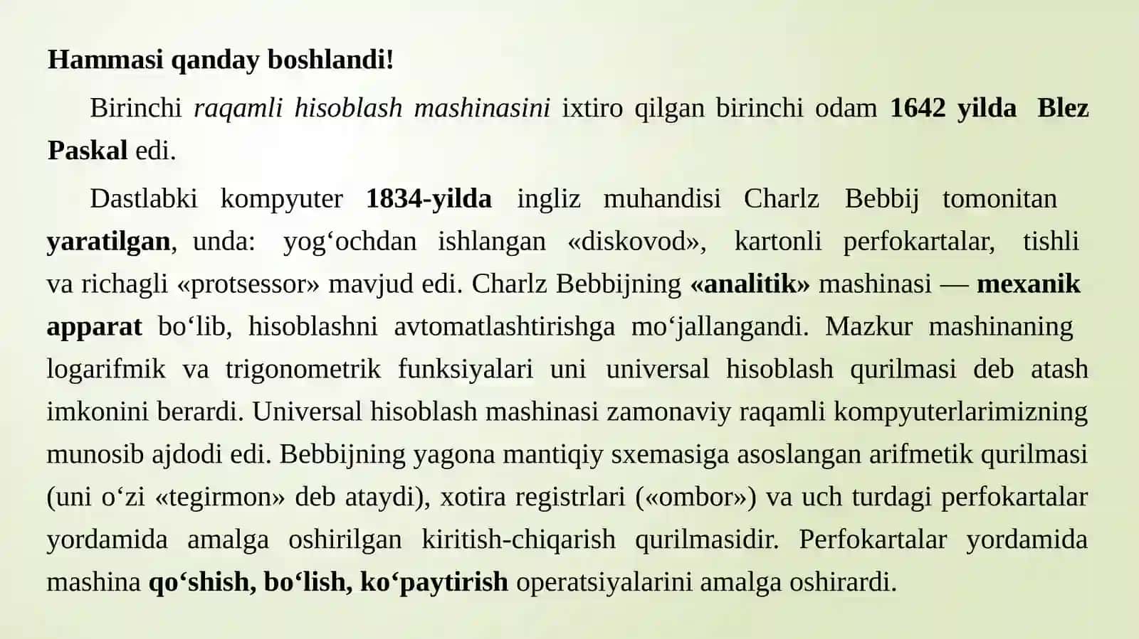 Kompyuter avlodlari va ularning klassifikatsiyasi. Kompyuterlarning arxitekturasi va ishlash prinsipi 3