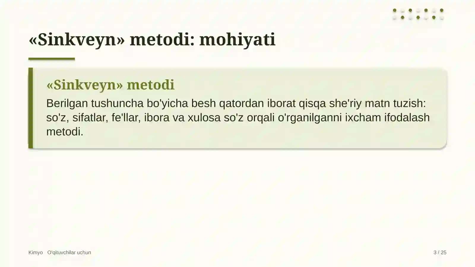 kimyo darslarida sinkveyn metodidan foydalanish 2044 3