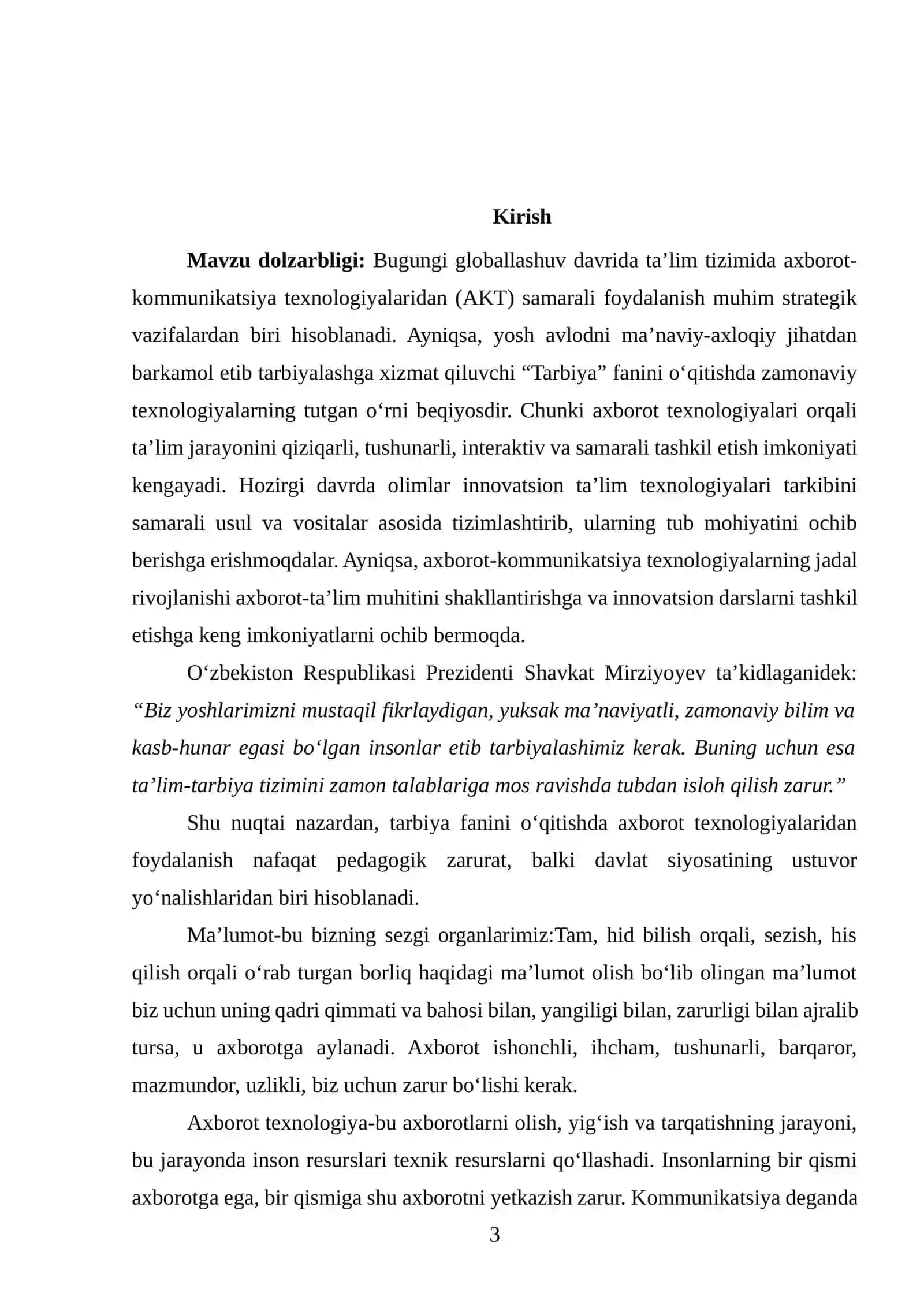 Tarbiya fani oʻqitishda axborat texnologiyalardan foydalanish 3