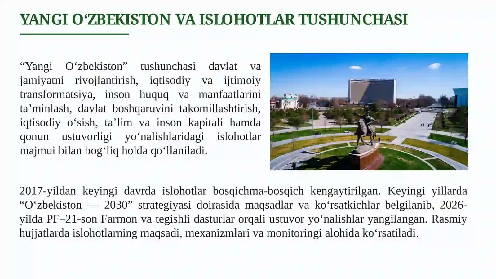 Yangi O‘zbekistonda amalga oshirilayotgan islohotlar 3