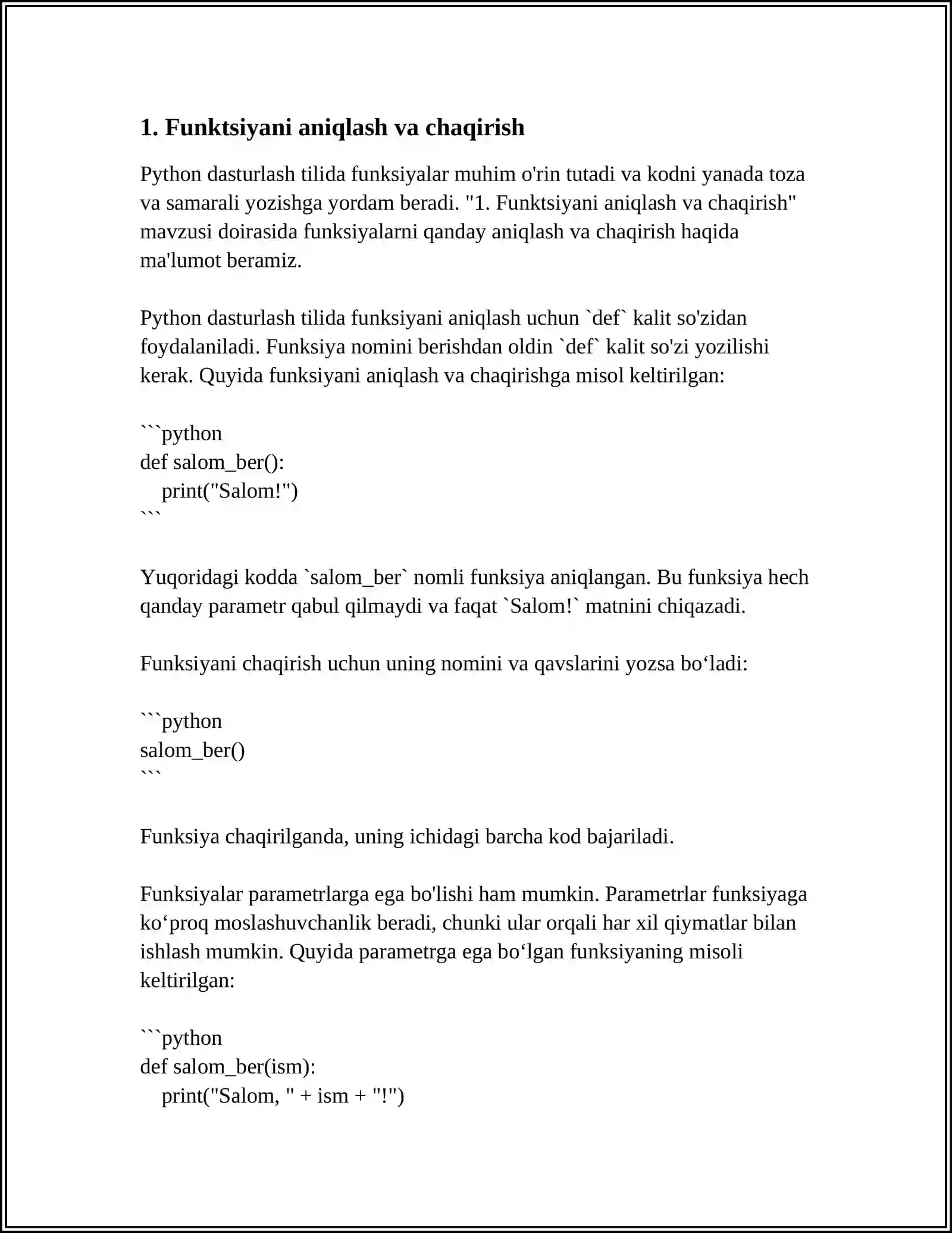 PYTHON DASTURLASH TILIDA FUNKSIYALAR 3