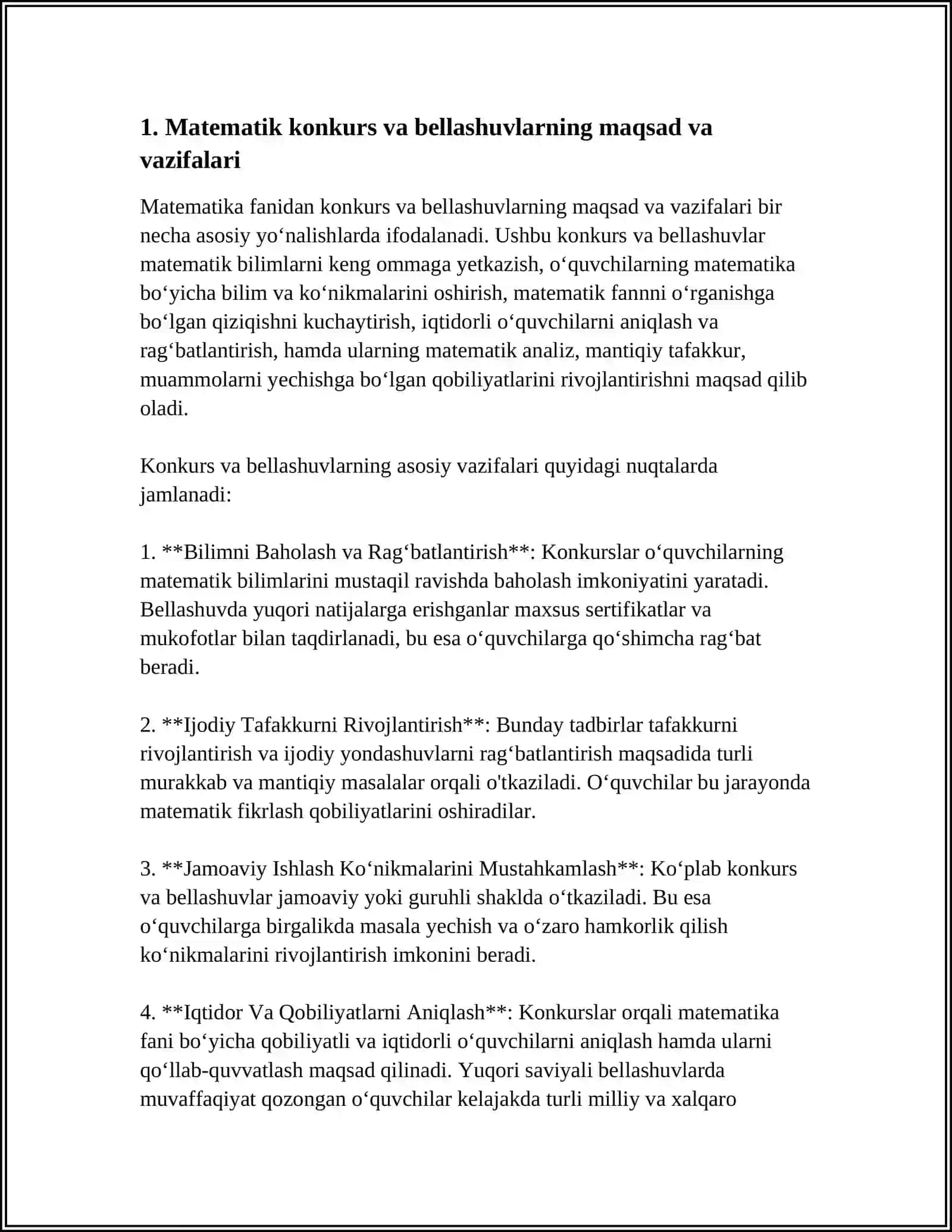 MATEMATIKA FANIDAN KONKURS VA BELLASHUVLAR TAYYORLASH VA OʻTKAZISH METODIKASI 3
